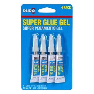 🔴 NWT Duro Super Glue, 1 Pack of 4 Tubes, Clear 2 g Tubes